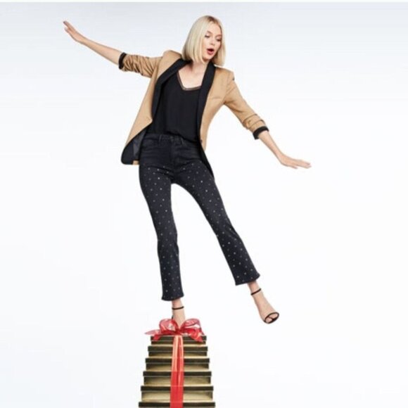 Frame Le High Straight Studded Jeans Black Silverstone Size 32 - Picture 5 of 9